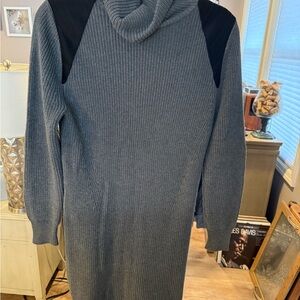 Gray and Black Ribbed Knit Dress